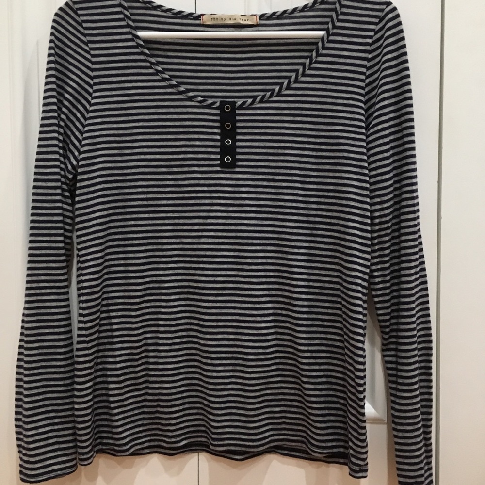 Never worn blue and gray striped shirt